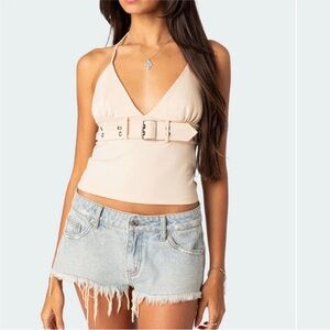 Edikted Women's Cream Halter Top